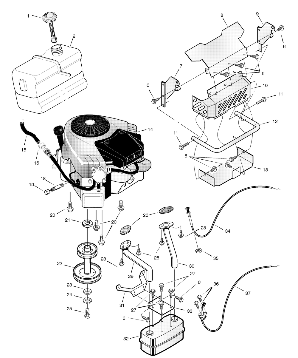 Engine Mount Assembly Diagram and Parts List for 461008X692A 2003 Briggs and Stratton Lawn Tractor
